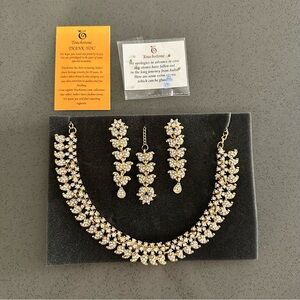 Touchstone Indian wedding jewelry set gold traditional necklace